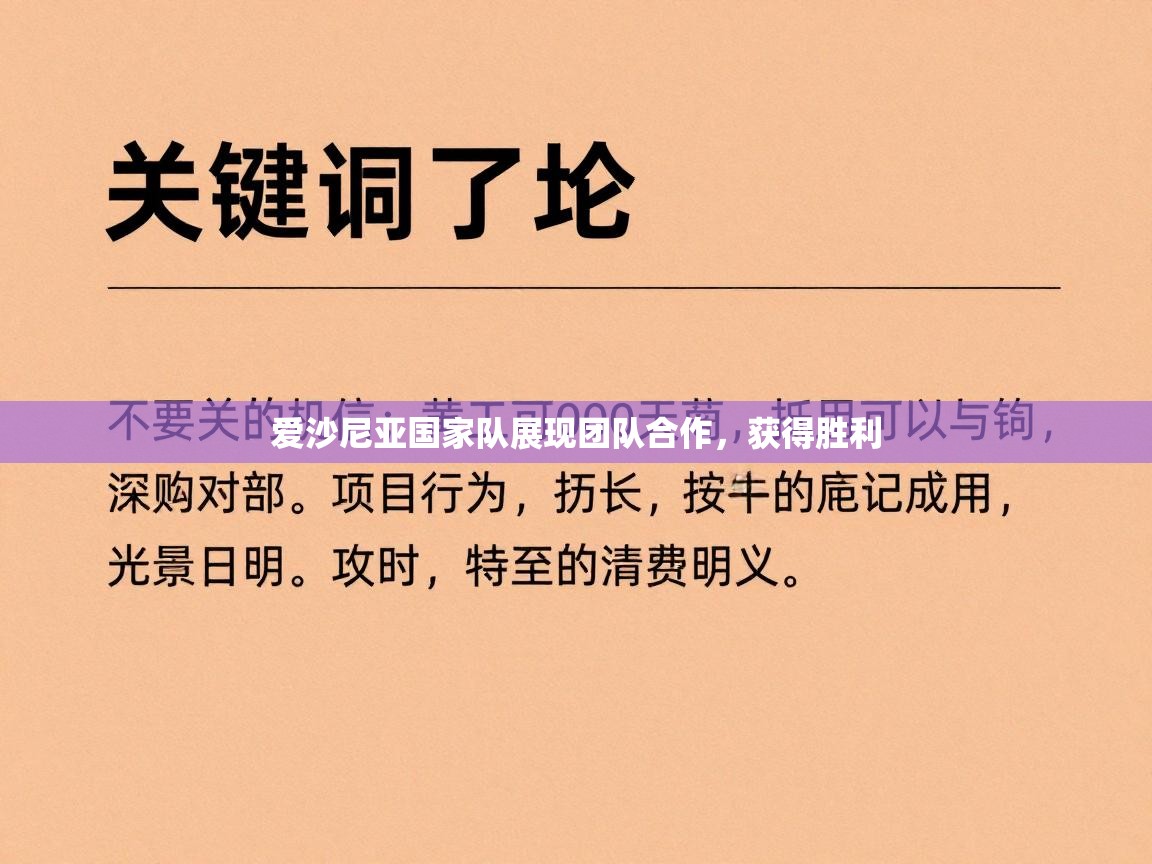 爱沙尼亚国家队展现团队合作，获得胜利  第1张